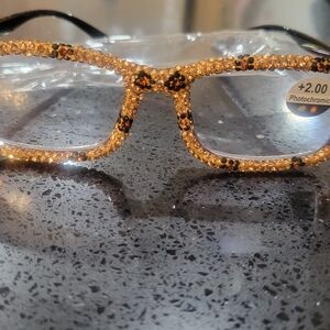 Readers gold and black leopard print readers